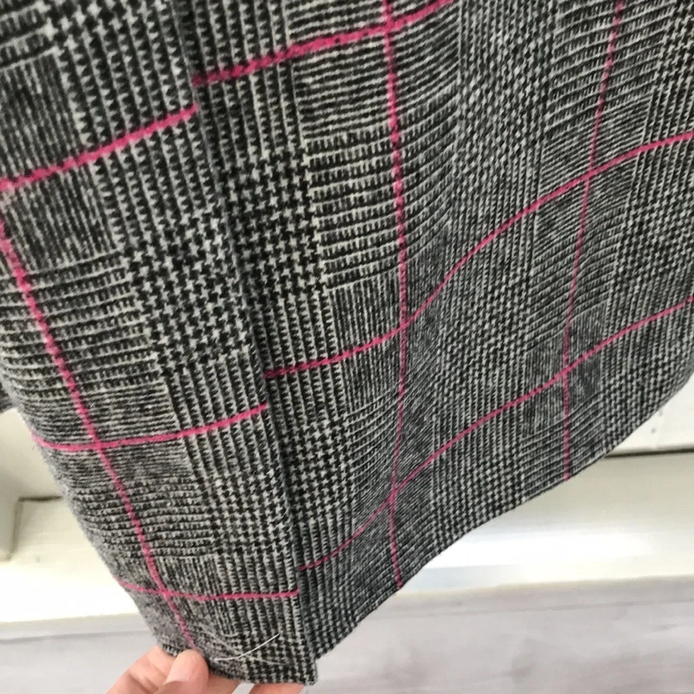 J Crew Glen Plaid Topcoat Wool Black Ivory Plum Size 4 - Picture 4 of 16